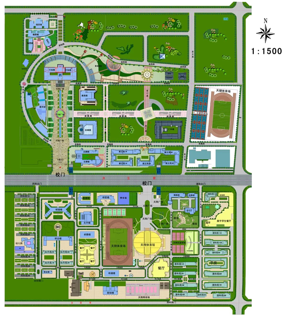 山西大同大学御东校区手绘地图预览